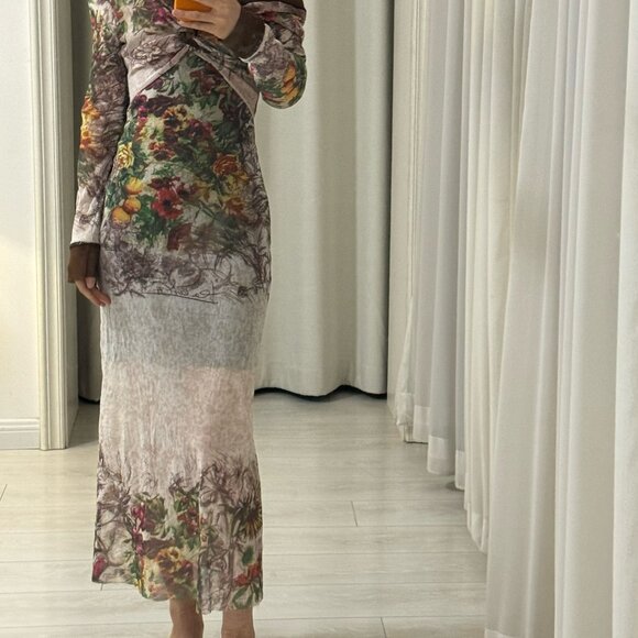 jean paul gaultier 90s runway Devon Aoki mesh long sleeve floral dress - Picture 6 of 13